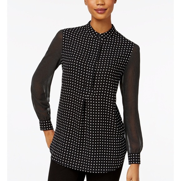 Anne Klein Polka Dot black and white Blouse - Picture 1 of 14